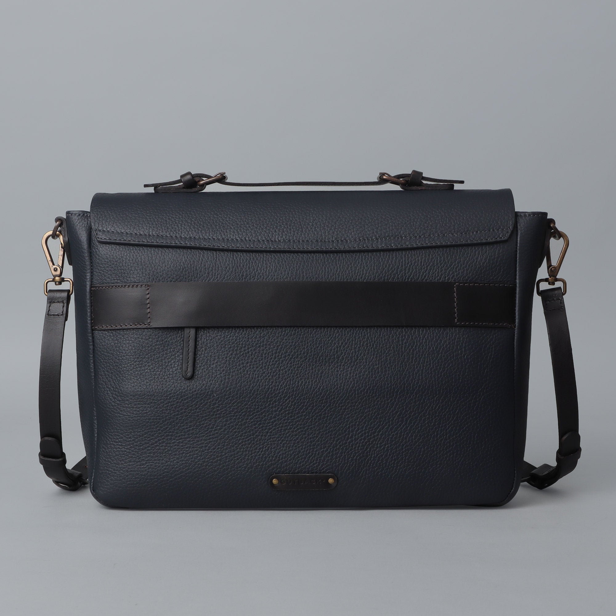 Navy leather briefcase for women