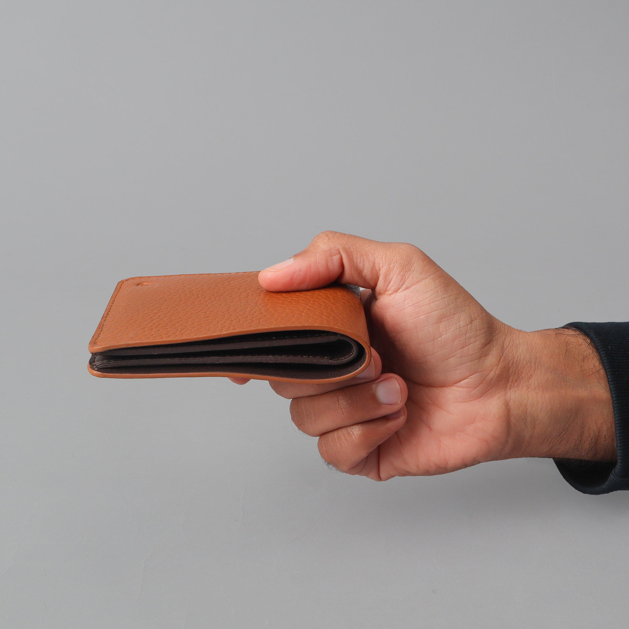 Tan leather bi-fold wallet with free engraving