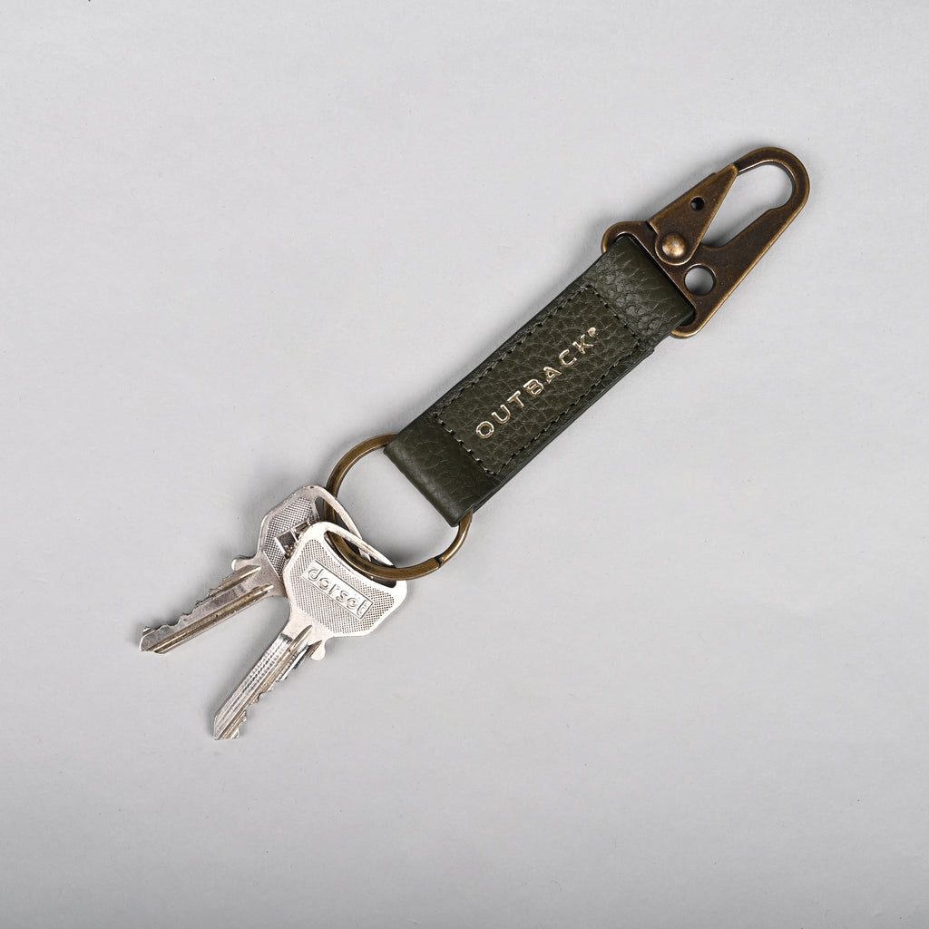 Performance Key Holder in Olive, Full-Grain Leather — view 3