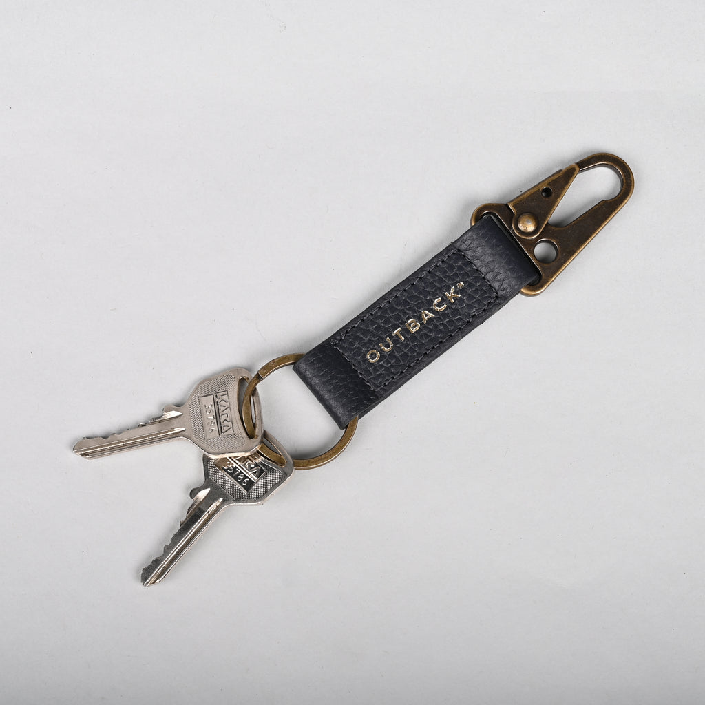 Performance Key Holder in Navy, Full-Grain Leather — view 3