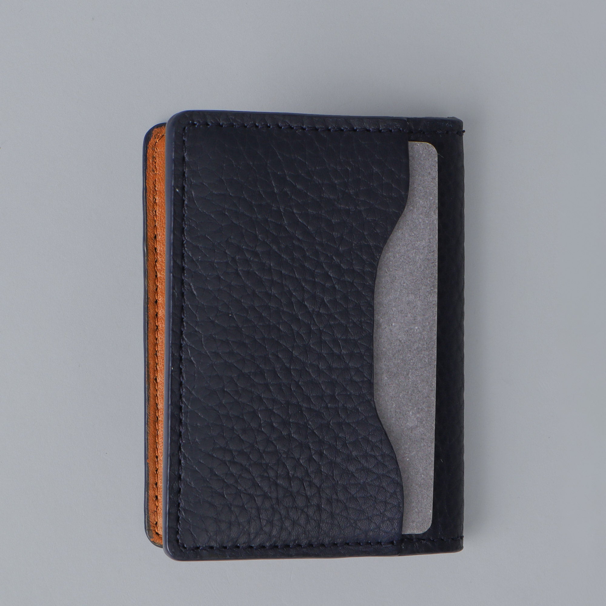 navy leather business card wallet for men