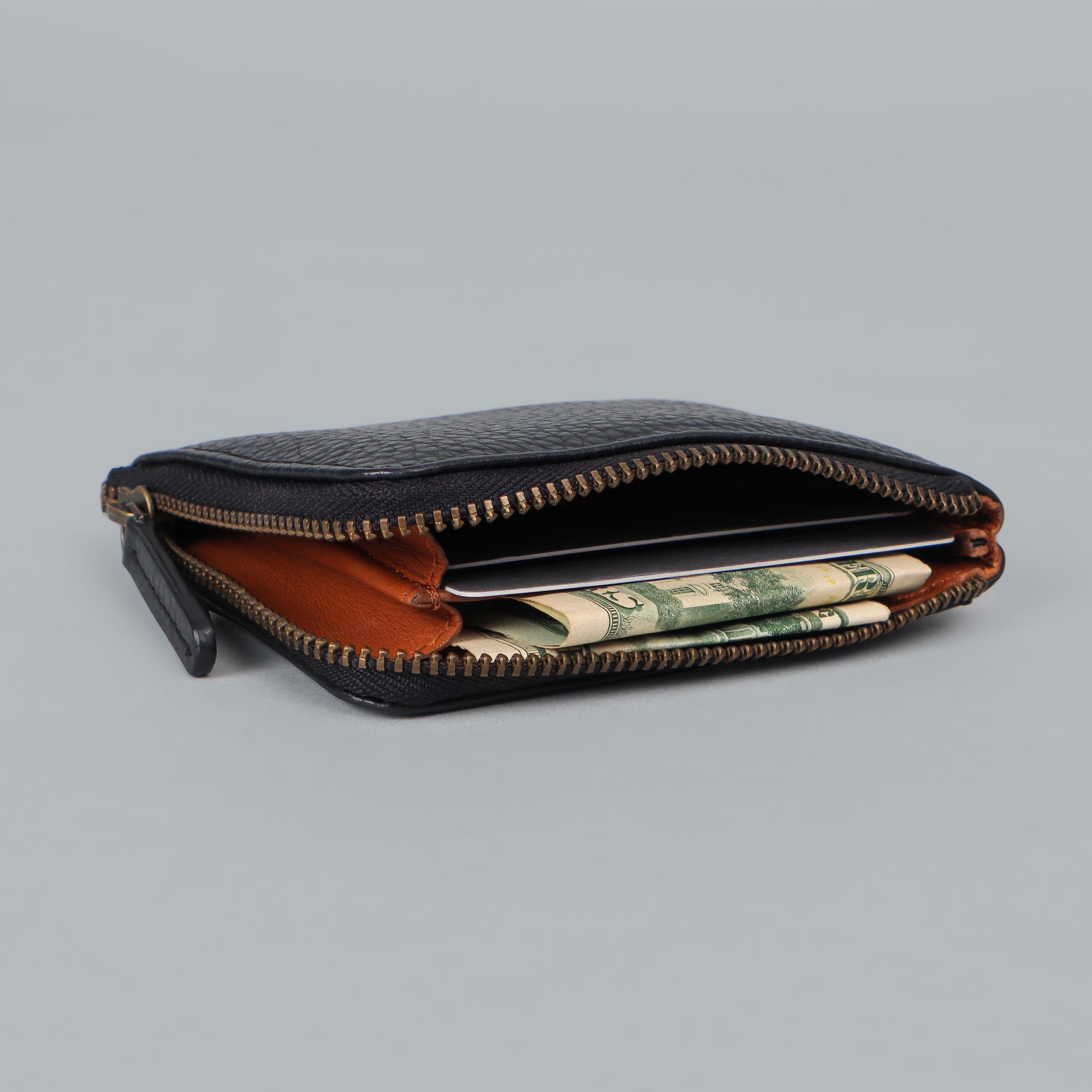 Black leather coins wallet