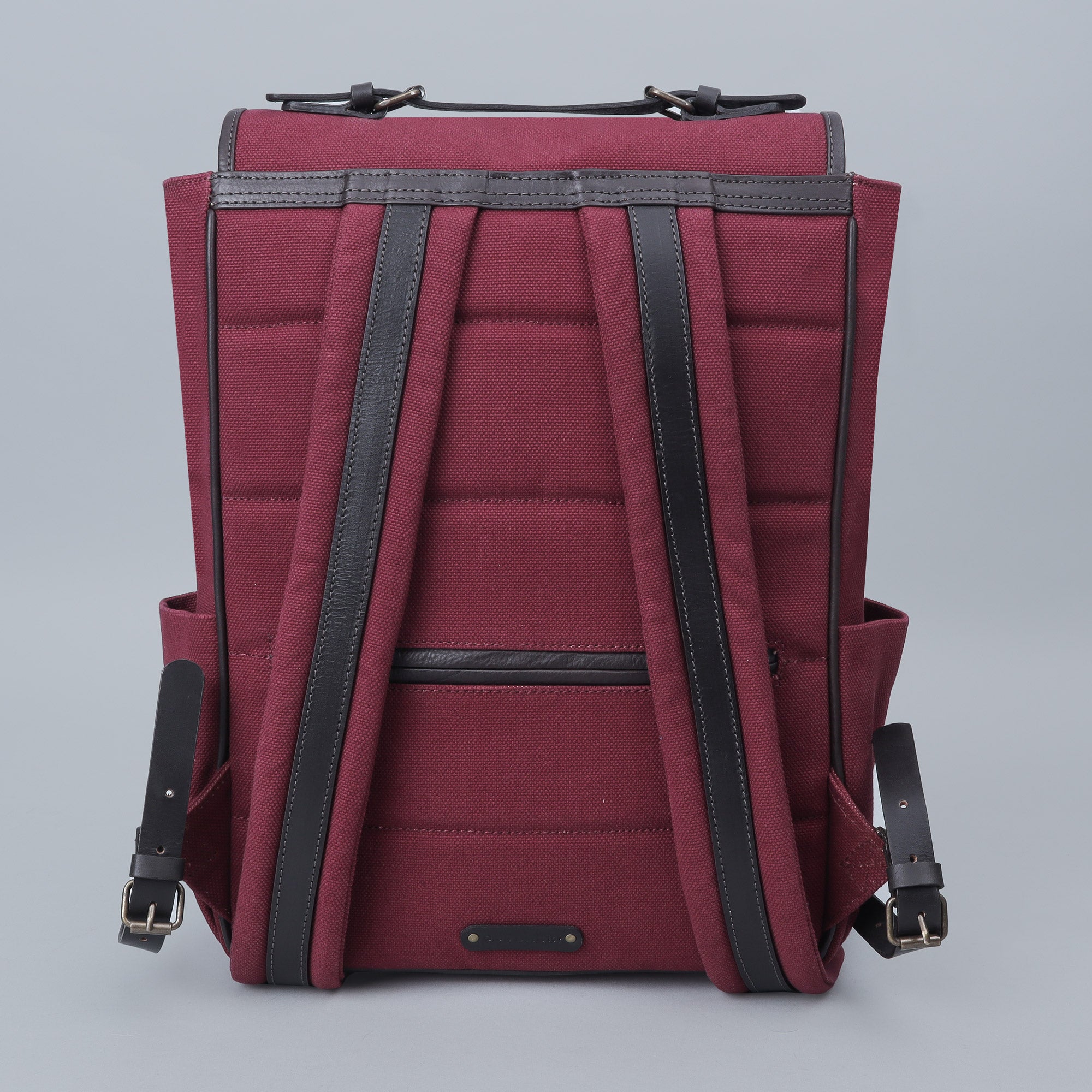 maroon canvas backpack for hiking