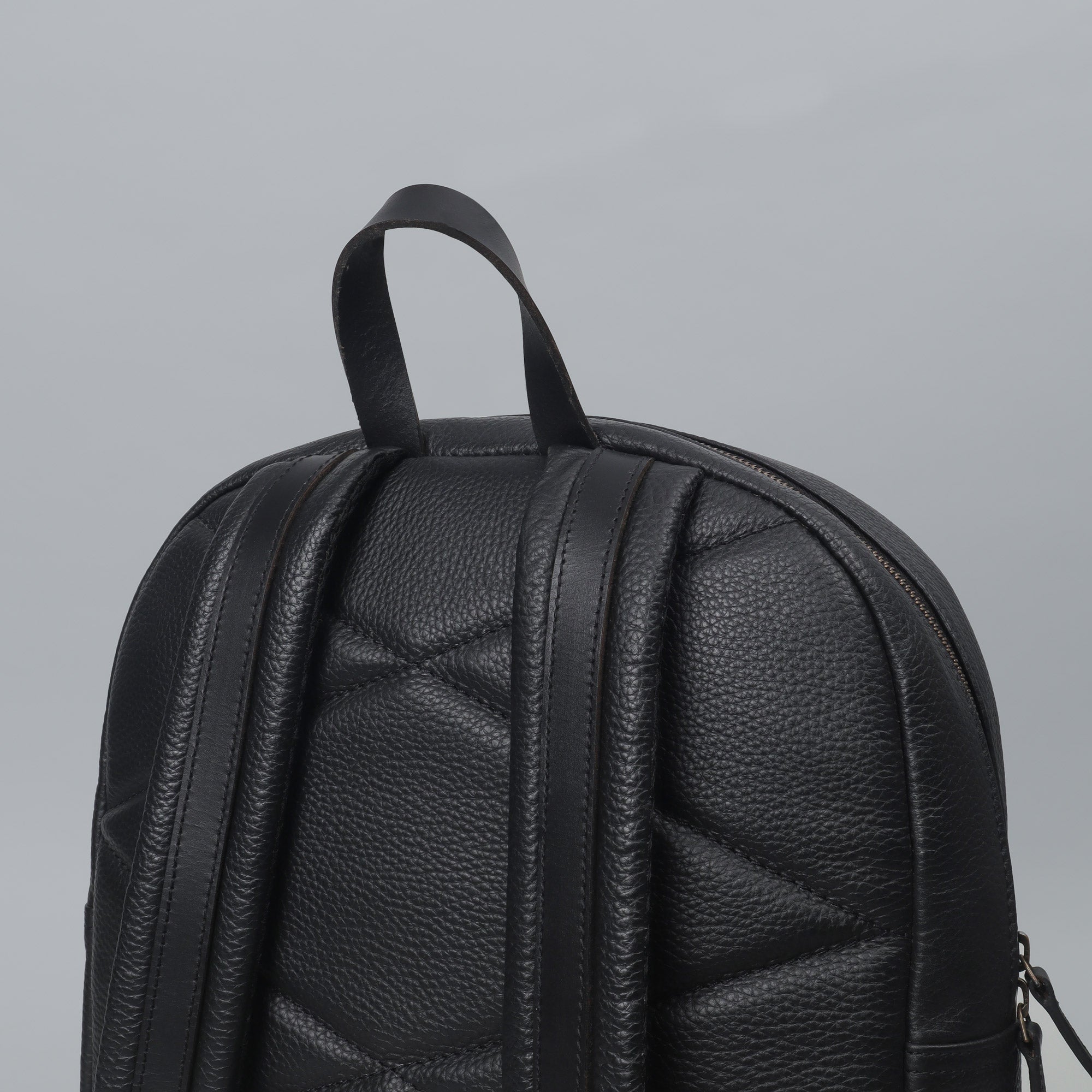 Black leather laptop backpack