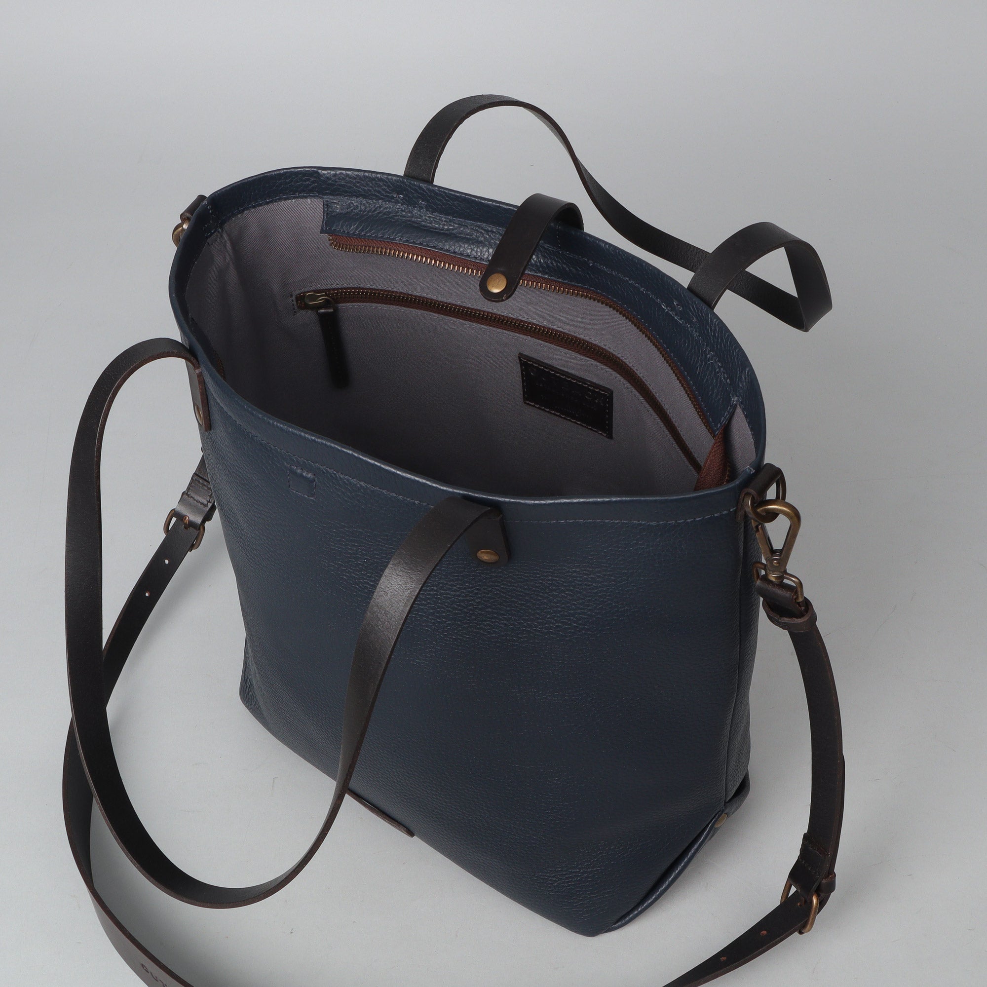 spacious leather tote