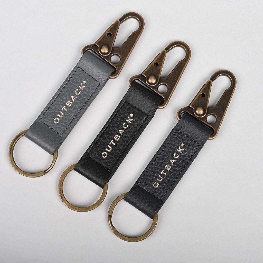 Performance Key Holder in Navy, Full-Grain Leather — view 4