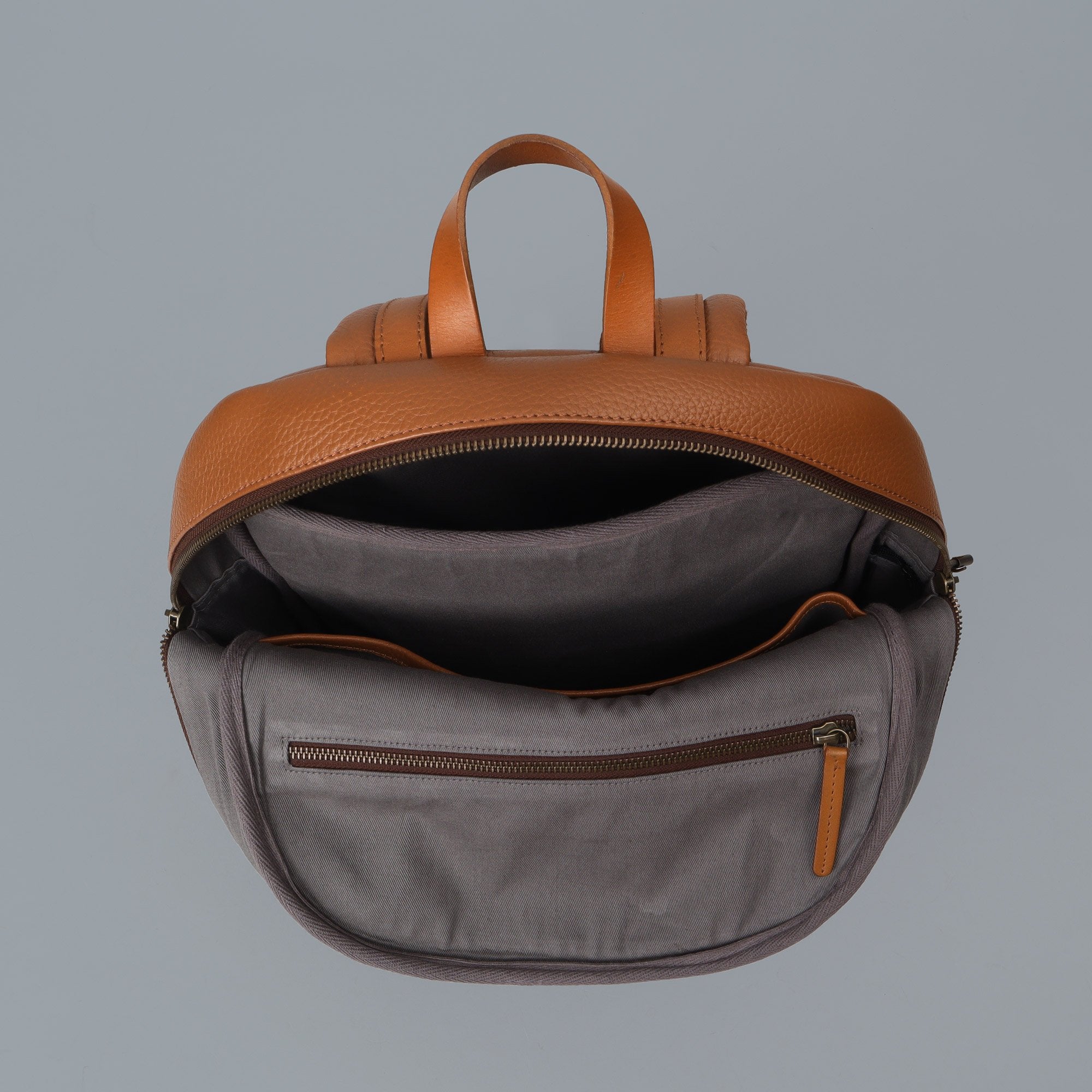 spacious leather backpack