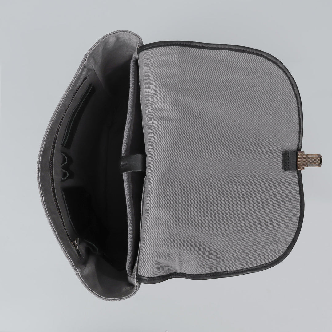 grey canvas laptop backpack