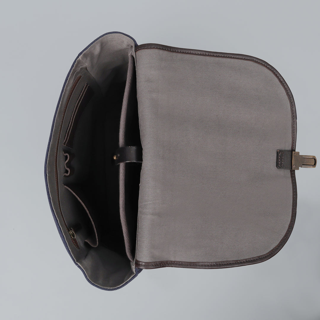 navy canvas spacious backpack for women