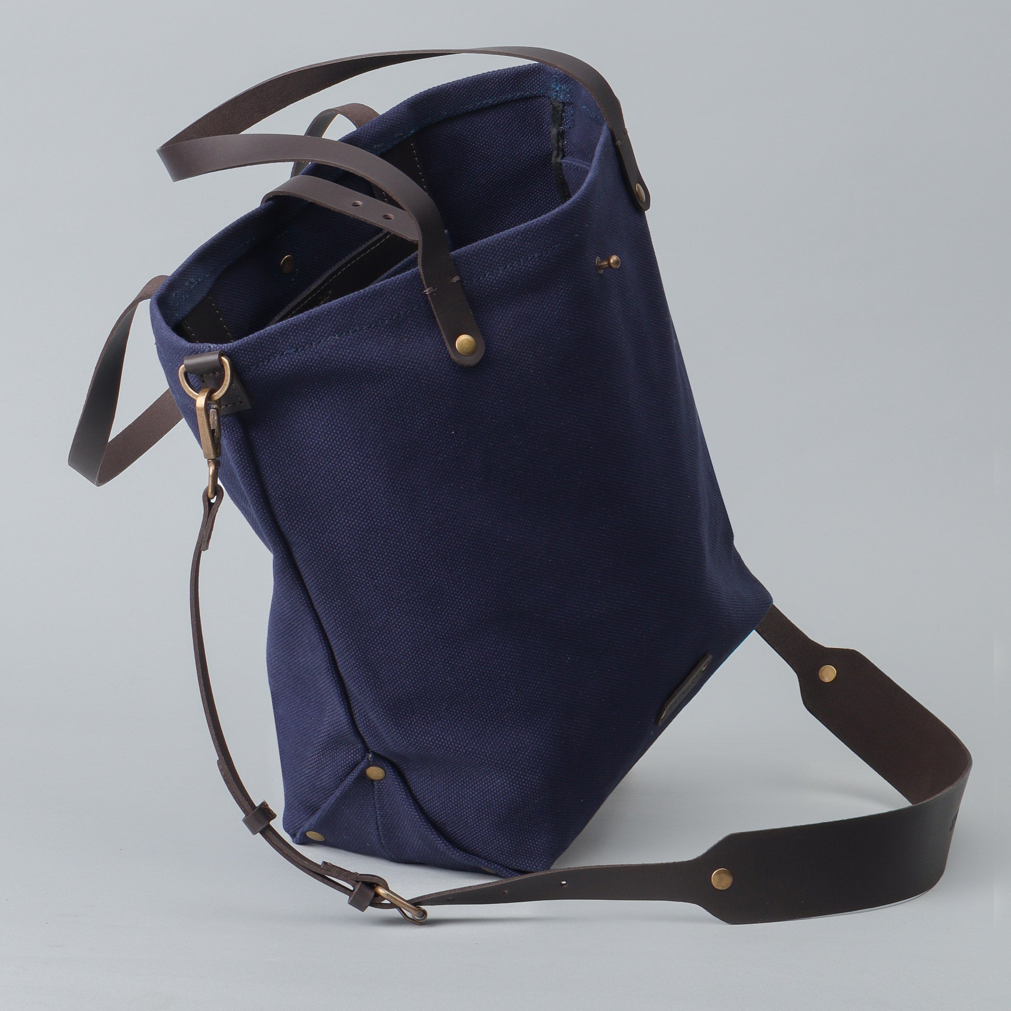 Navy canvas tote for laptop