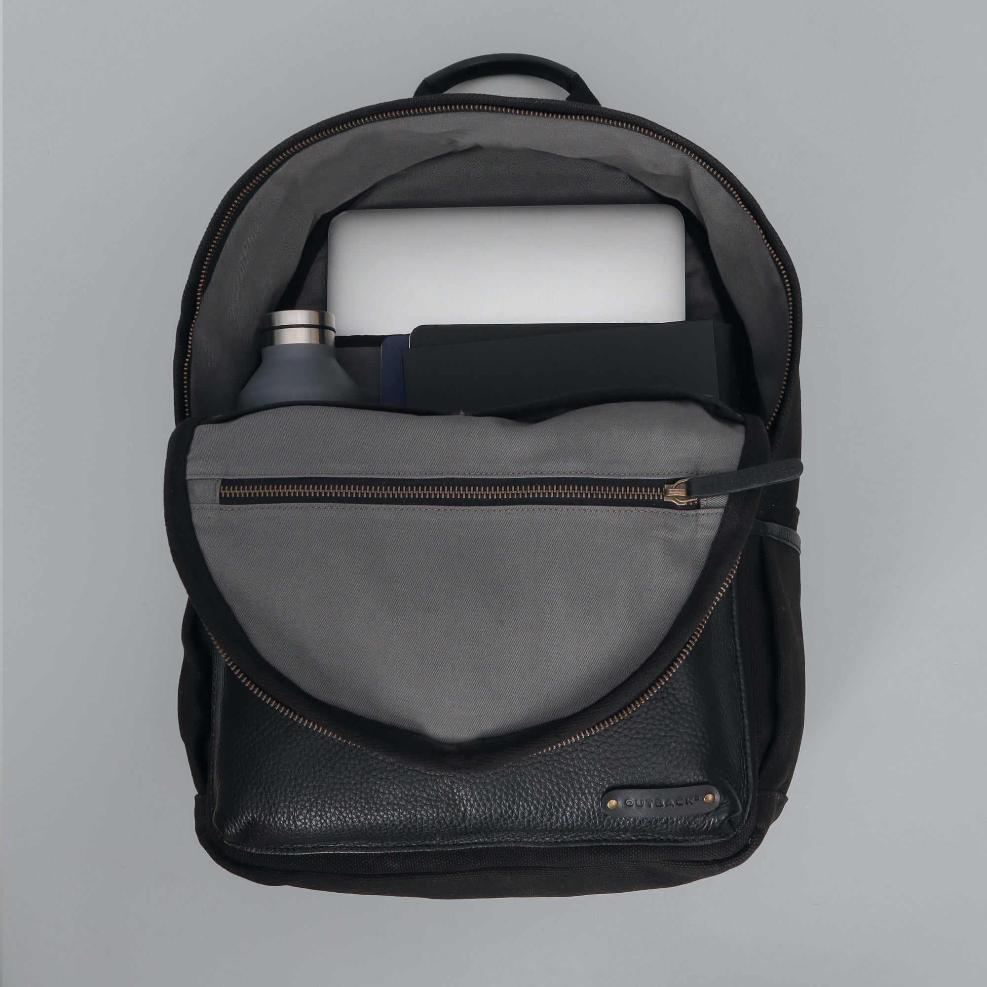 black canvas spacious backpack