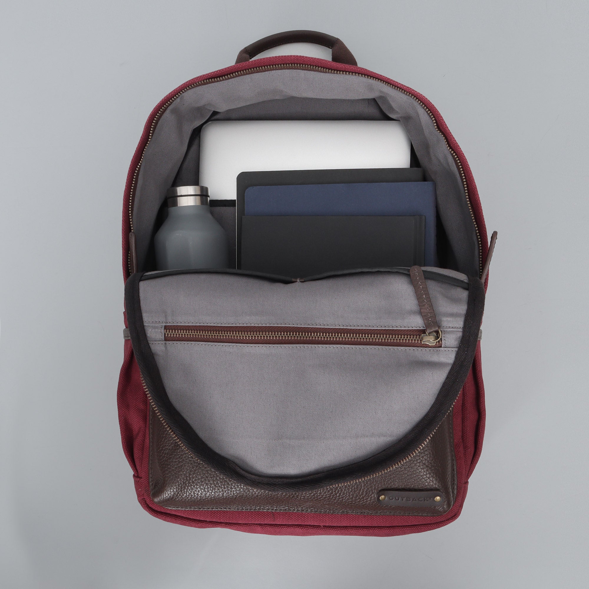 maroon canvas laptop backpack