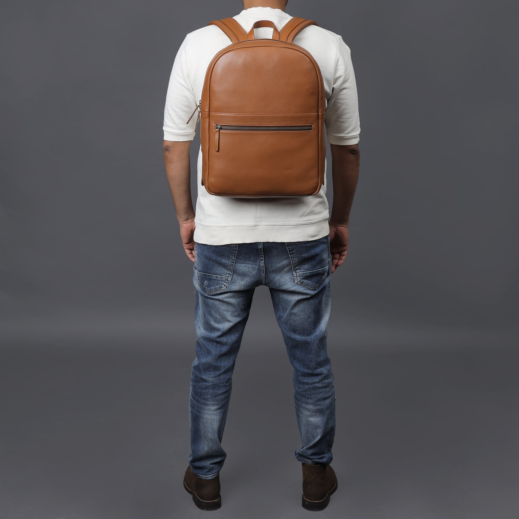 Tan Leather travel backpack