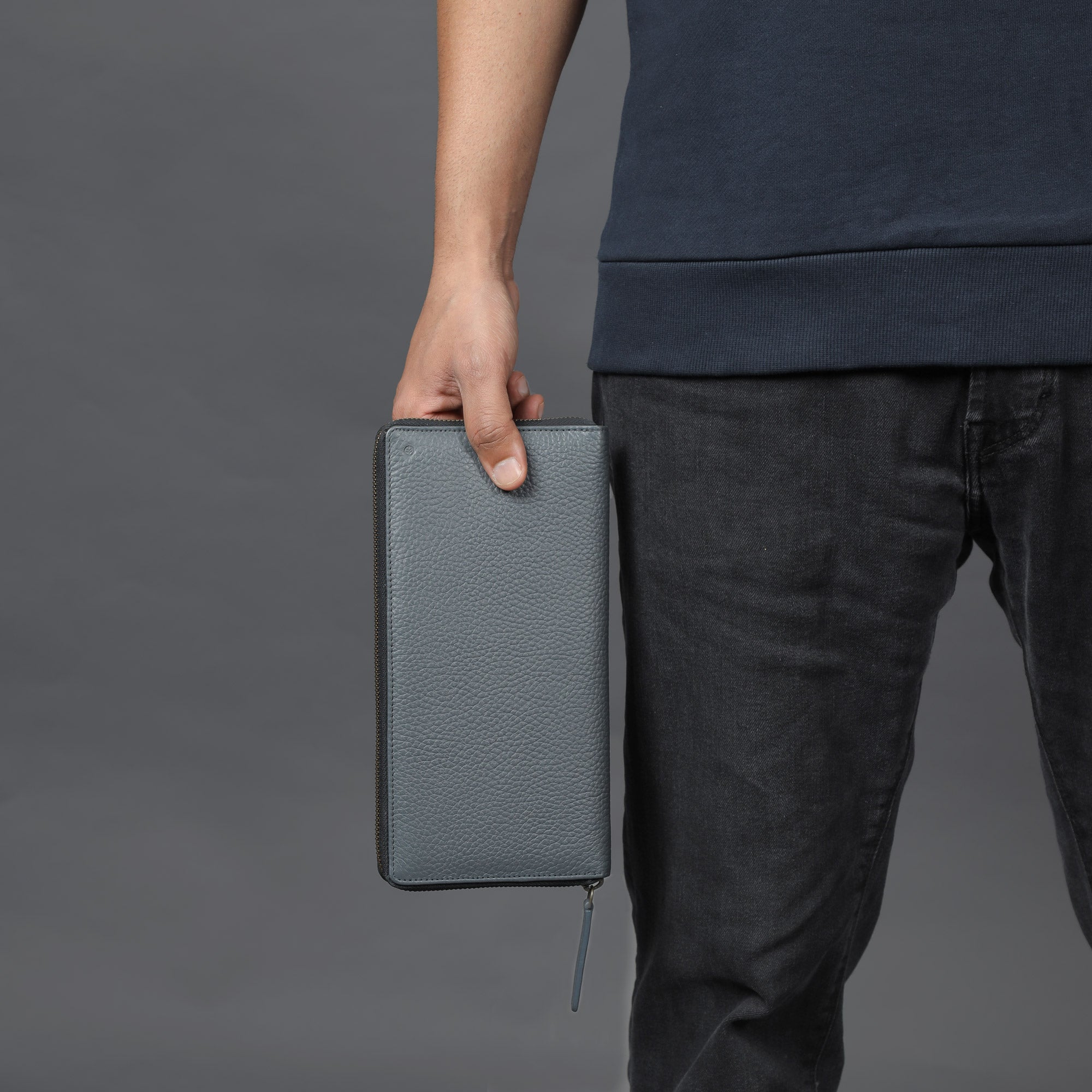 Grey chequebook wallet  for men