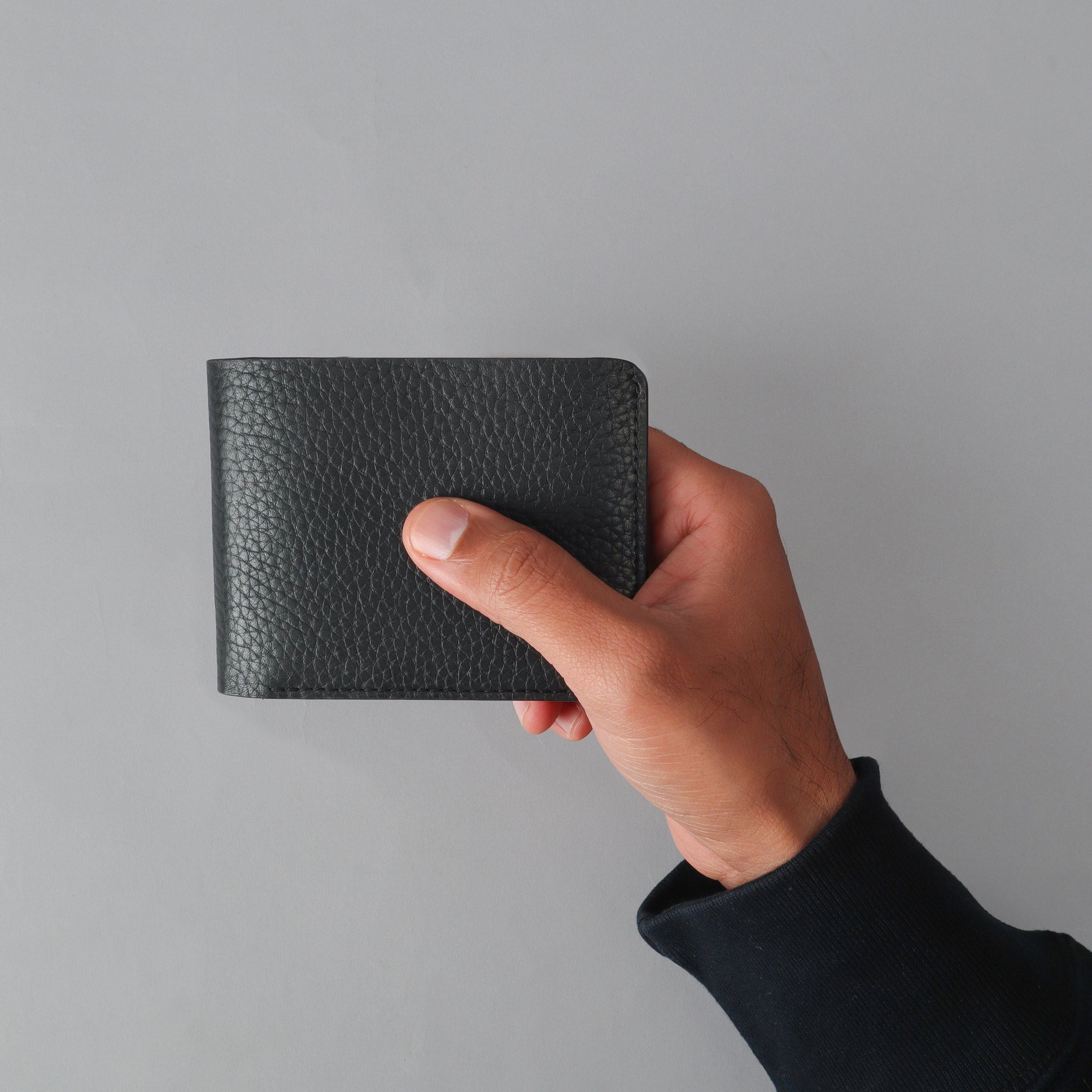 black Bi-fold leather wallet