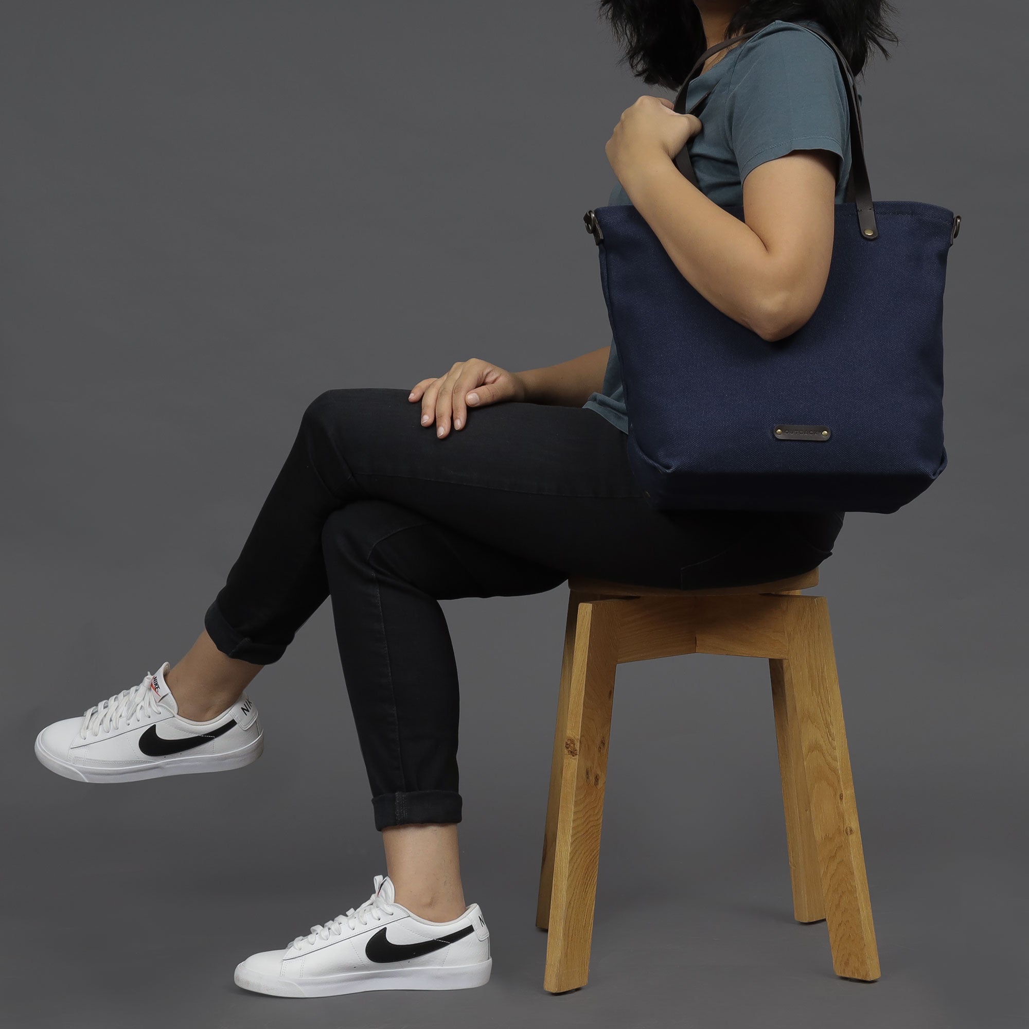 navy canvas tote for women