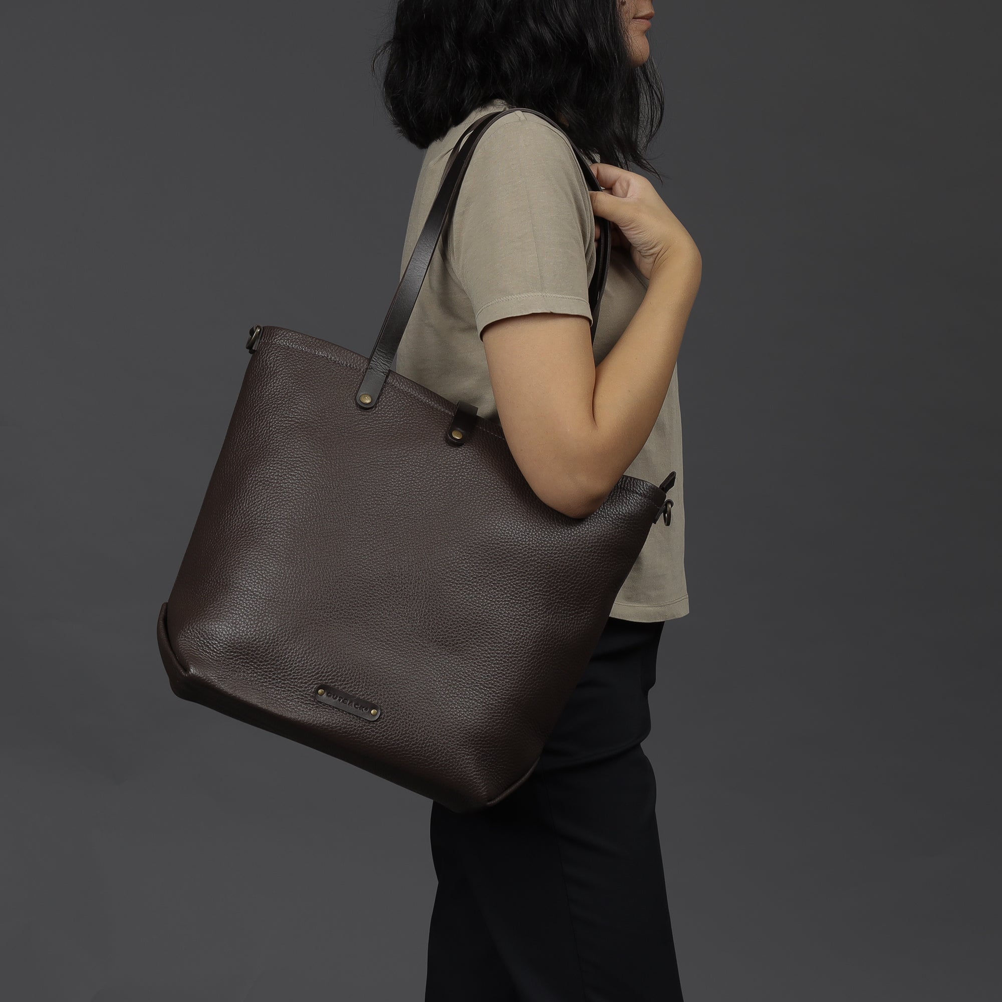 Leather canvas tote for shopping